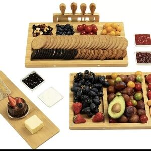 Bamboo Cheese Board Set with Cutlery